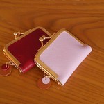 革のがま口アクセサリーケース※ピンク