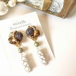 メロンビーズビジュー&ホワイトスティック ピアス