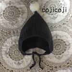 2way ポンポンが選べるニット帽 チャコールグレー