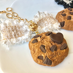 ツイードリボンとチョコチップクッキーのバッグチャーム《送料無料》〔Haru-No-Umi お菓子屋さん〕