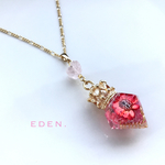 お花ダイヤのネックレス/ローズクォーツ
