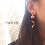 【再販】大粒パールとスパイラルピアス*イヤリング*樹脂ノンホールピアス*