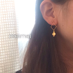 【再販】ひし形ゴールドピアス*イヤリング*樹脂ノンホールピアス*