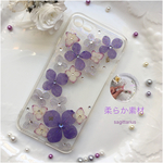 iPhone7  ソフト押し花スマホケース    パープル