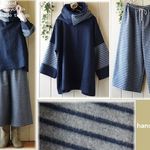 送料無料♪369☆彡3点セット！コットンフランネル＆紺リネンプルオーバー＆イージーパンツ＆ネックウォーマー