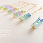 *pop color* スクエアビーズのピアス