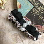♡ピンク×ブラックのツイードリボンのバナナクリップ♡10cm