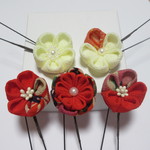 《SALE!!》つまみ細工　お花のＵピンかんざし