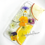 おまけ付き！ビオラとフルーツ押し花iPhoneケース