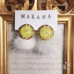 sale 🌤 樹脂ピアスOK!ファーボタンピアス