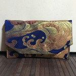 波紋様のクラッチバッグ　着物（帯）リメイク