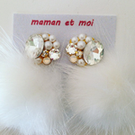 スワロフスキーとミンクファーのピアス[white]