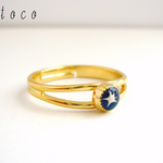 ▼受注生産▼　星の砂の一粒リング 【ゴールド×ブルー】