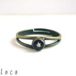 ▼受注生産▼　星の砂の一粒リング 【金古美×ブルー】