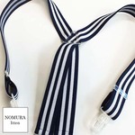 【子供用サスペンダー】【身長90～120cm対応】キッズX型サスペンダー/ストライプ/ネイビー×ホワイト［日本製］