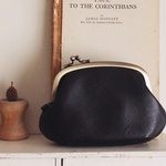 ■【　牛革がま口 / julia / natural black　】