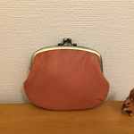 本革ぺたんこ親子がま小銭入れ（ピンクベージュ）