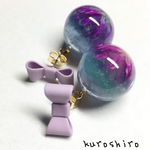 送料無料！キュートリボンと千日紅のピアス