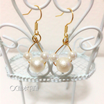 シンプル コットンパールピアス