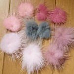 新⑤/ピンク系＆グレーのミンクファーMIXです♪/資材/材料/アクセサリー等