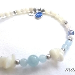 ＊minne-miwa38様専用page＊　【オペロンゴム使用】不思議のメダイのブレスレット　アクアマリン＊コスモオーラ＊タカセ貝サザレ石＊マザーオブパール