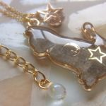 ◇1363再販4 🌜✨ラブラドライトの猫とお星さまのネックレス🐈🌟 ※約50㎝・在庫限り