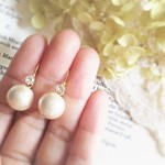☆ワンコインシリーズ☆　コットンパール×クリスタルピアス