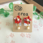 再再販×37☆ゆらゆら和柄ピアス（あか）