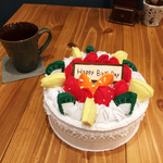 ♪フェルトおままごと♪苺のケーキの入れ物&フルーツパーツ