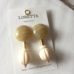 ベージュマーブル大ぶりピアス