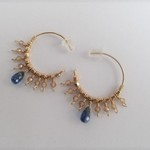 カイヤナイト＆ブラウンジルコンフープピアス14Kgf