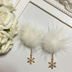 ☆sale☆《再販×4♡》冬のマストアイテム ホワイトミンクファーのピアス/イヤリング