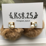 ファー&スクエアビジュー ピアス/イヤリング♡