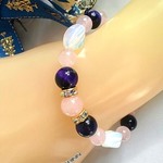 ✿綺麗めブレス✿ローズクォーツ、パープルタイガーアイ、オブシディアンオパールのブレスレット