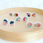 【SALE200円off】knitEAR-RING 幾何学模様の刺繍イヤリング