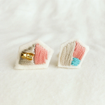 knitEAR-RING 春色＊幾何学模様の刺繍イヤリング