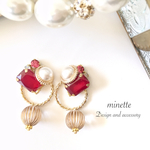 Red bijou&melonbeads ピアス♡