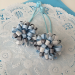 ボンボンリボンのヘアゴム iceblue
