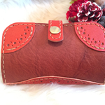 本革カードケース（ブラウン×オレンジ）