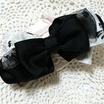 【送料込み】mille-feuille❇with black flower ribbonバナナクリップ  