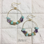 天然石とアメジストのフープイヤリング＆ピアス