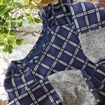 natural*(L)コーデュロイ紺チェックチュニック