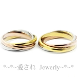 ◆～愛されJewerly～◆3連デザイン＊オ－ダ－メイドペアリング☆(2本ペア価格）刻印・名入れ可能/アレルギ－フリ-
