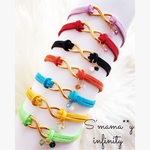 【再販5】INFINITY    ＊7color革紐ブレスレット スワロフスキー付き