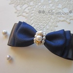 **shiny ribbon**バレッタ（ネイビー）★在庫限り★