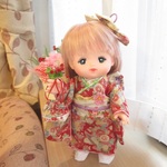メルちゃんの着物セット*赤に花舟