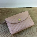 革のミニ財布＊キルティング風型押しベビーピンク(ゴールド)