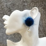 クリスマス価格 ふあふあミンクロングパール ピアス