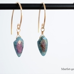 14kgf ルビーinゾイサイト ひし形 丸フック 天然石ピアス/イヤリング