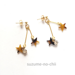 べっ甲スターとビジューのピアス